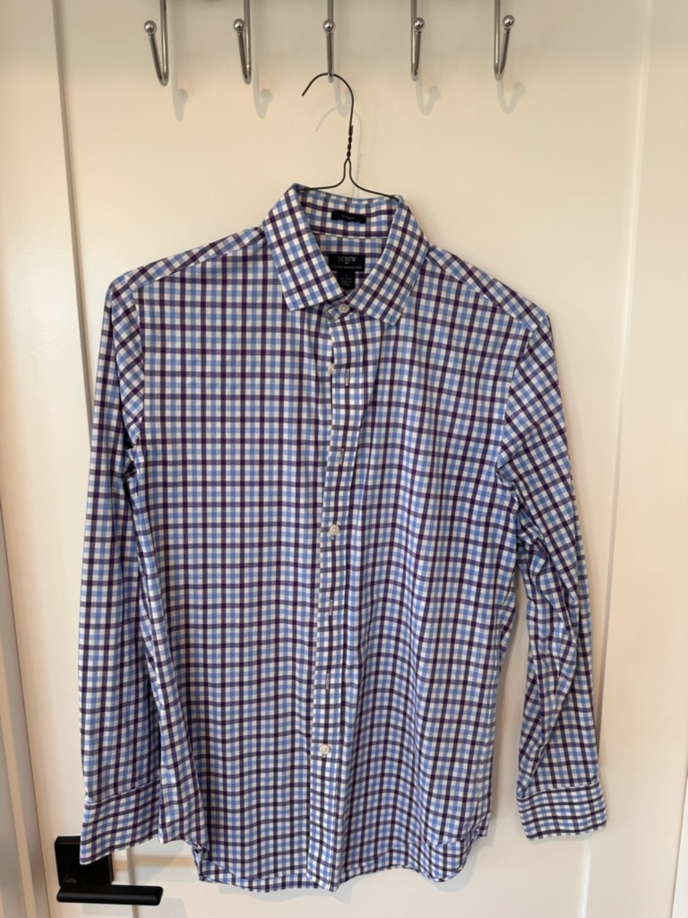Jcrew Men's Long-Sleeve Check Dress Shirt - Blue & White